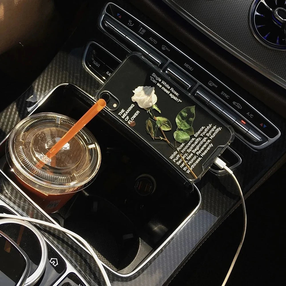 Graceful White Rose Transparent Soft TPU Phone Case