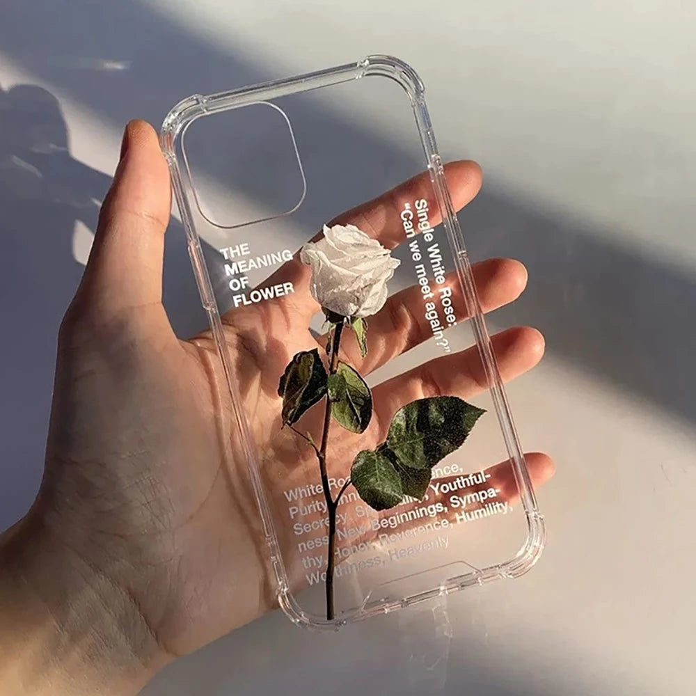 Graceful White Rose Transparent Soft TPU Phone Case