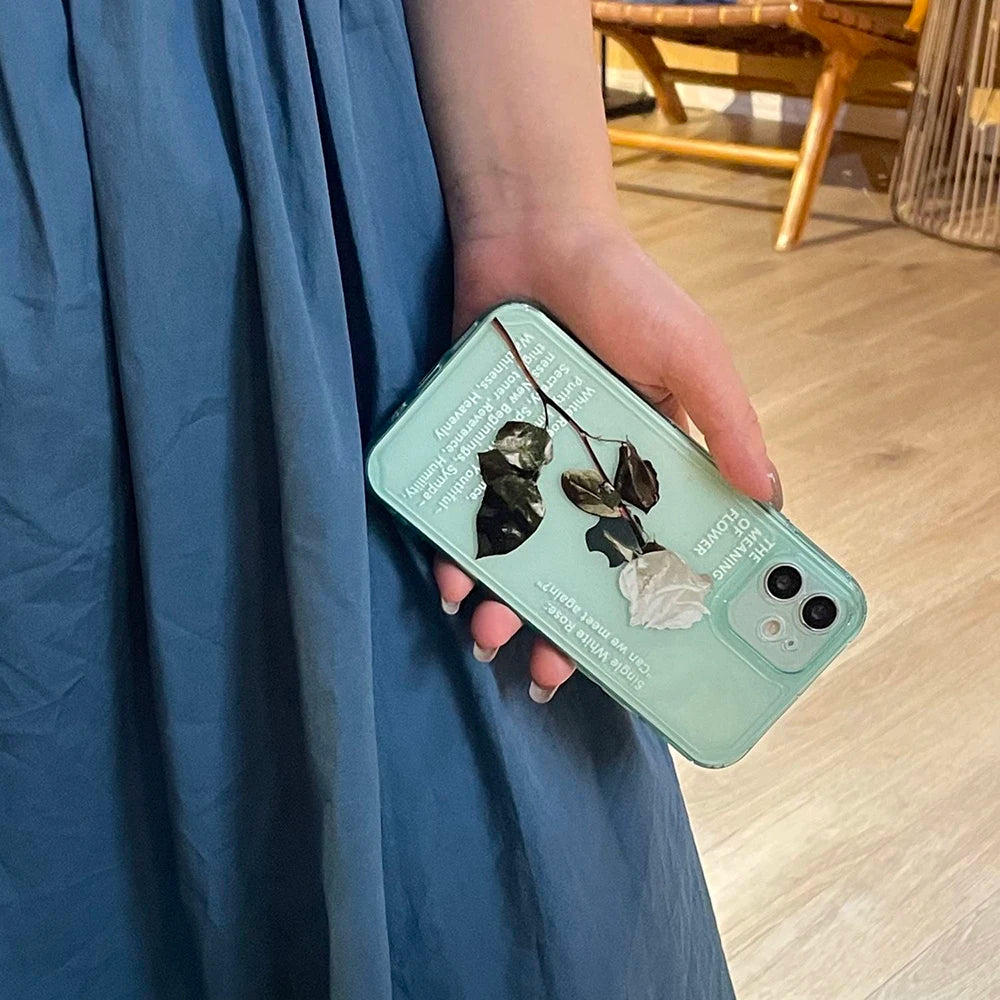 Graceful White Rose Transparent Soft TPU Phone Case