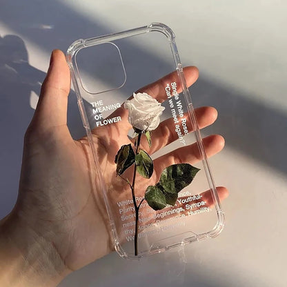 Graceful White Rose Transparent Soft TPU Phone Case