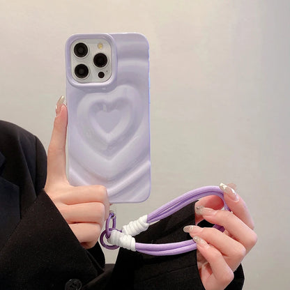 Simple Stylish Water Wavy Love Heart Phone Case