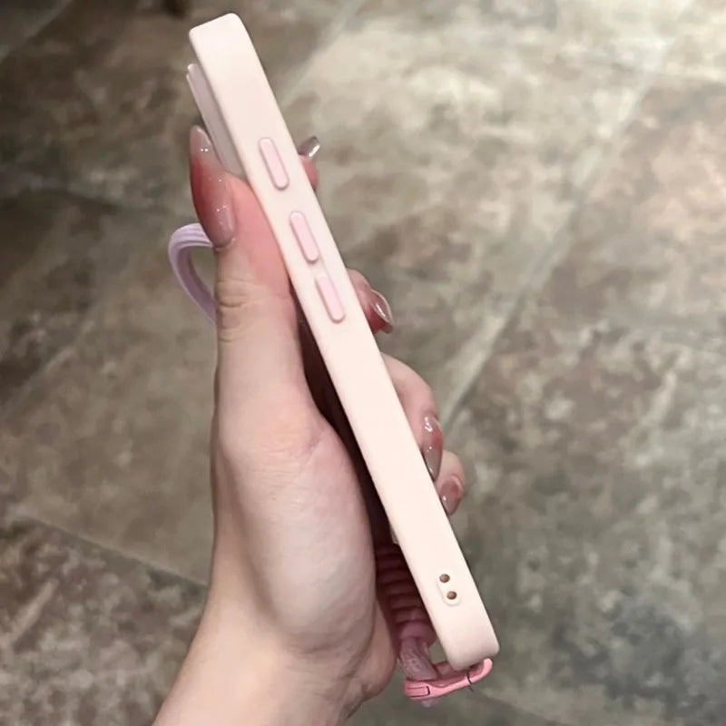 Clear Matte Magnetic Lanyard Wrist Strap Phone Case