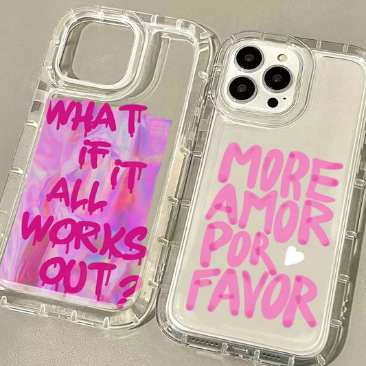 Colorful "More Amor Por Favor" Clear Phone Case for iPhone