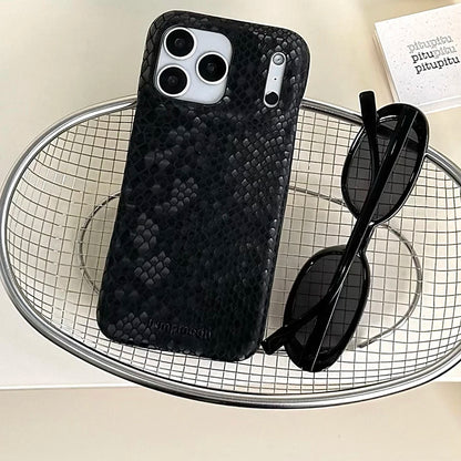 Luxury Chic Snake Skin Texture PU Leather Silicone Soft Phone Case