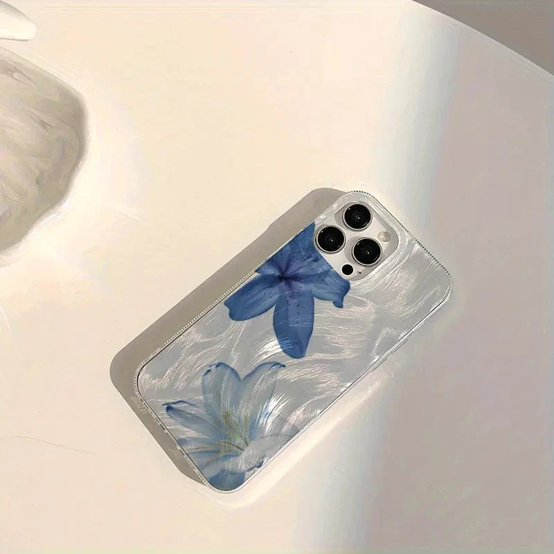 Two Lily Flower Pattern Transparent Edge Phone Case