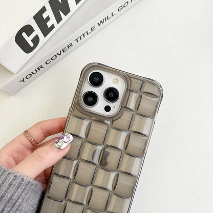 Stereoscopic Transparent Woven Plaid Pattern Shockproof Protective Phone Case