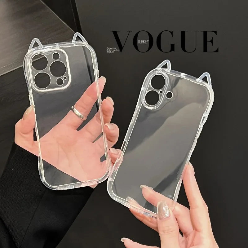 Cute Cartoon Cat Ear Silicone Phone Case