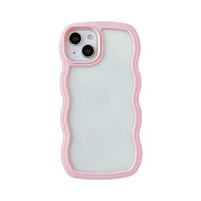 Simple Fashion Wave Frame Clear Shockproof Back Phone Case