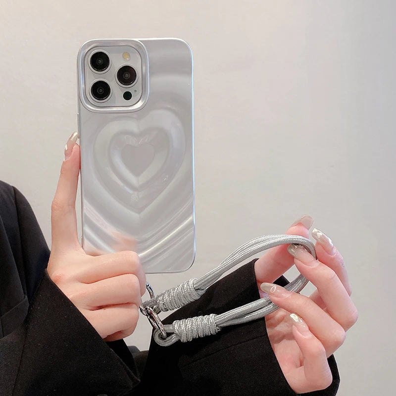 Simple Stylish Water Wavy Love Heart Phone Case