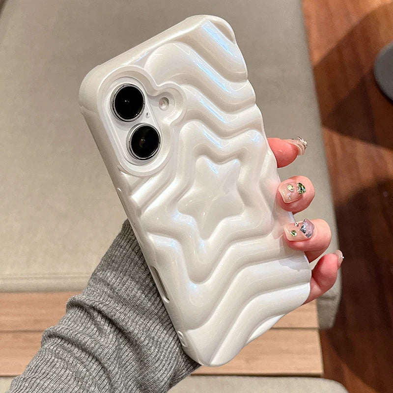 Fashion Pearl White Imprint Star Phone Case
