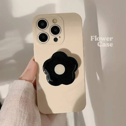 Luxury With Black Flower Bracket Holder Phone Case