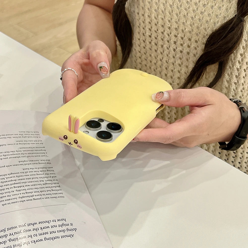 Funny 3D Cartoon Sleep Rabbit Soft Silicone Phone Case