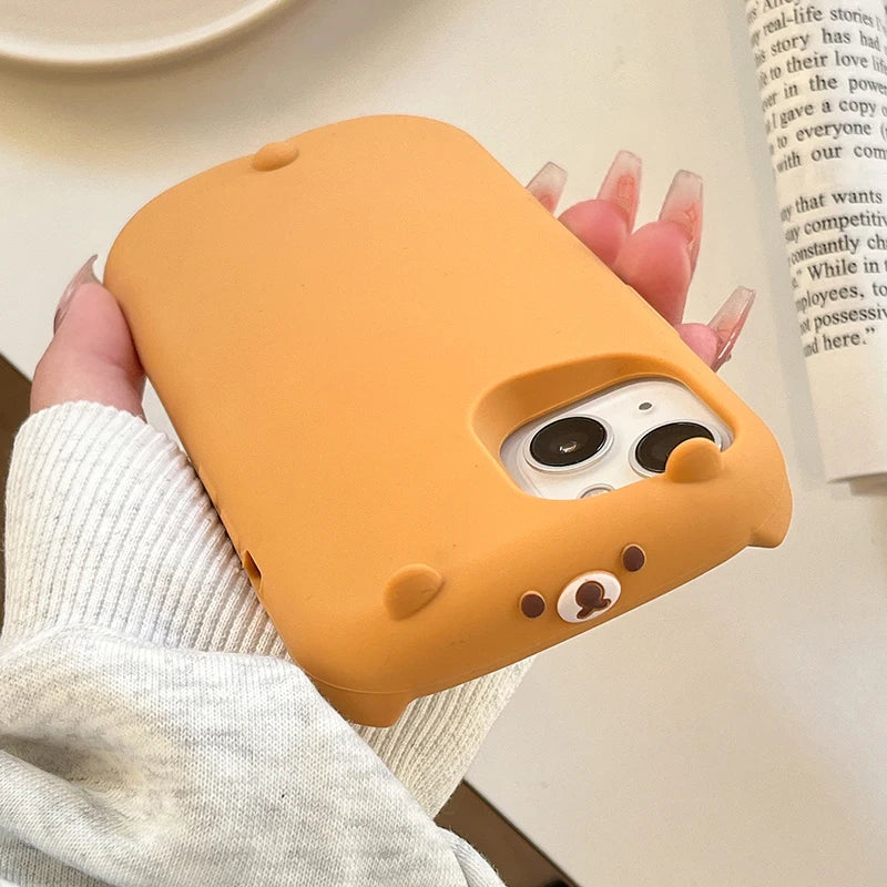 Cartoon Cute Funny 3D Bear Soft Silicone Phone Case