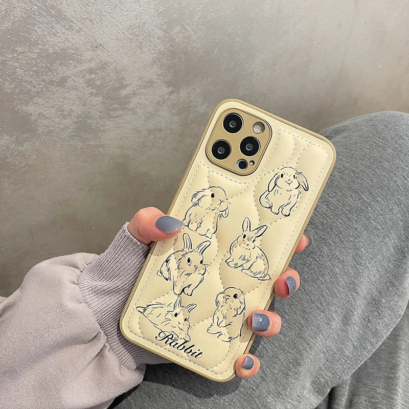 Lovely Rabbit Curve Shockproof Phone Case