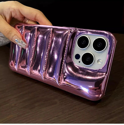 Luxury Glossy Laser Skin Down Jacket Aurora Phone Case