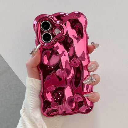 Luxury Fashion Plating Rose 3D Bubble Wave Phone Case