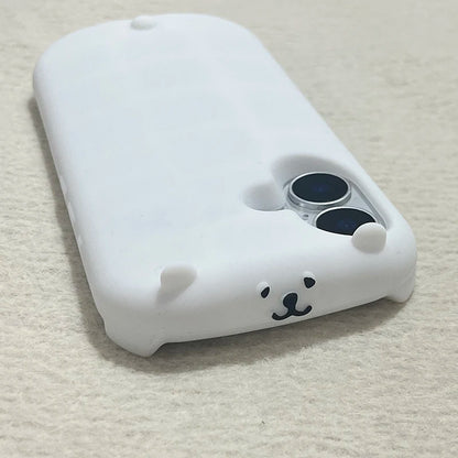 Cute 3D Bear White Soft Silicone Phone Case