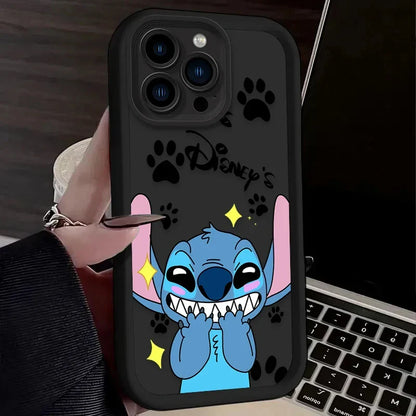 Disney Stitch Angel Silicone Phone Case for iPhone