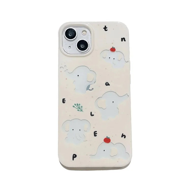 Cartoon Cute Hollow Out Elephant IMD Phone Case
