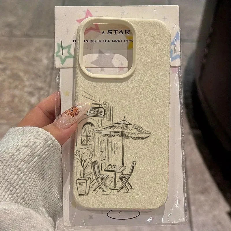 Phone Case Vintage Black Street Shop Design Non-slip Soft TPU Cover