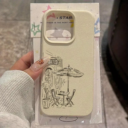 Phone Case Vintage Black Street Shop Design Non-slip Soft TPU Cover