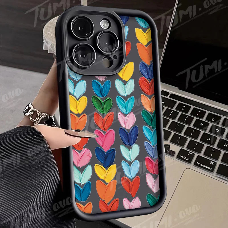 Rainbow Love Heart Phone Case for iPhone