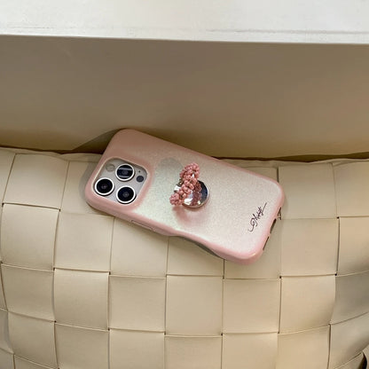 Stylish Simple Glossy Leather Colorl Beads Rotate Ring Buckle With Holder Phone