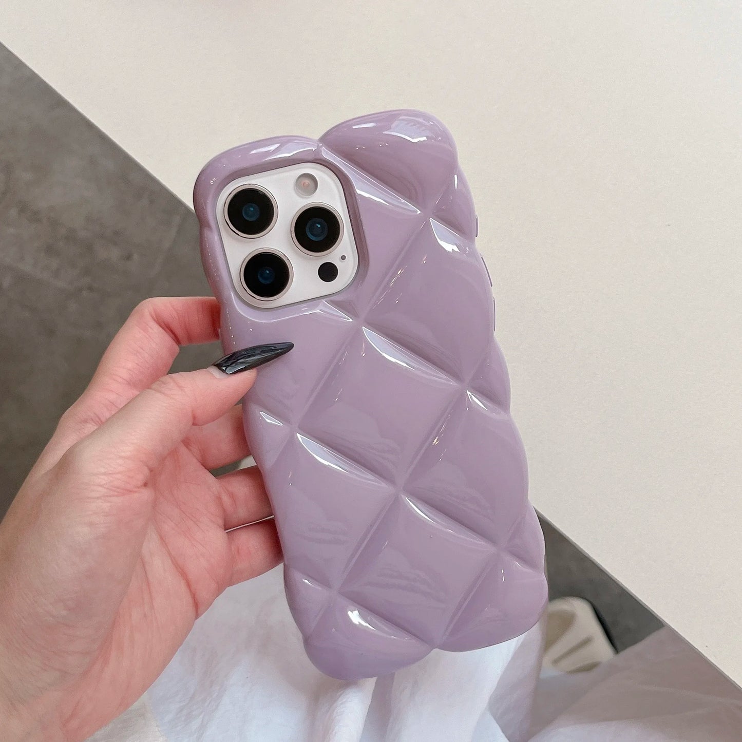 3D Luxury Diamond Lattice Air Cushion Color Plating Phone Case