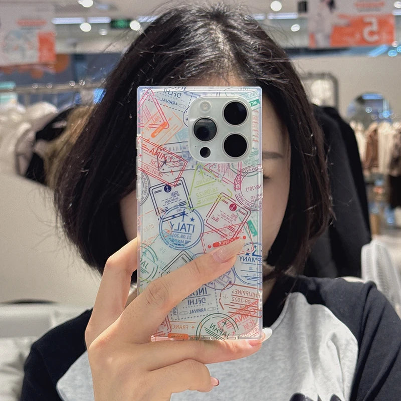 Ins Stylish New York London Italy Sticker Labels Phone Case