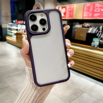 Luxury Matte Black Shockproof TPU Frame Clear Armor Phone Case