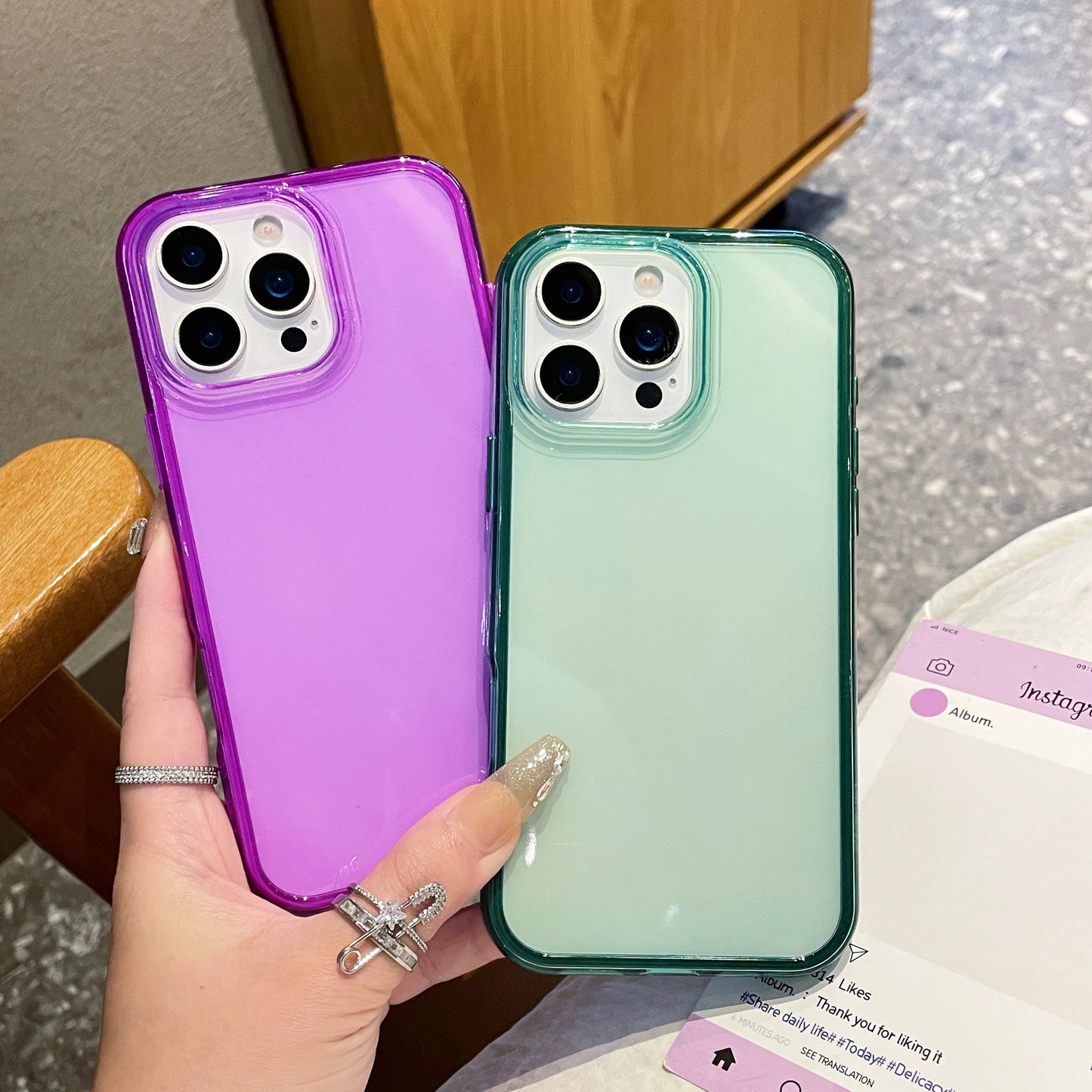 Fashion 2 IN 1 Jelly Candy Color Clear Phone Case