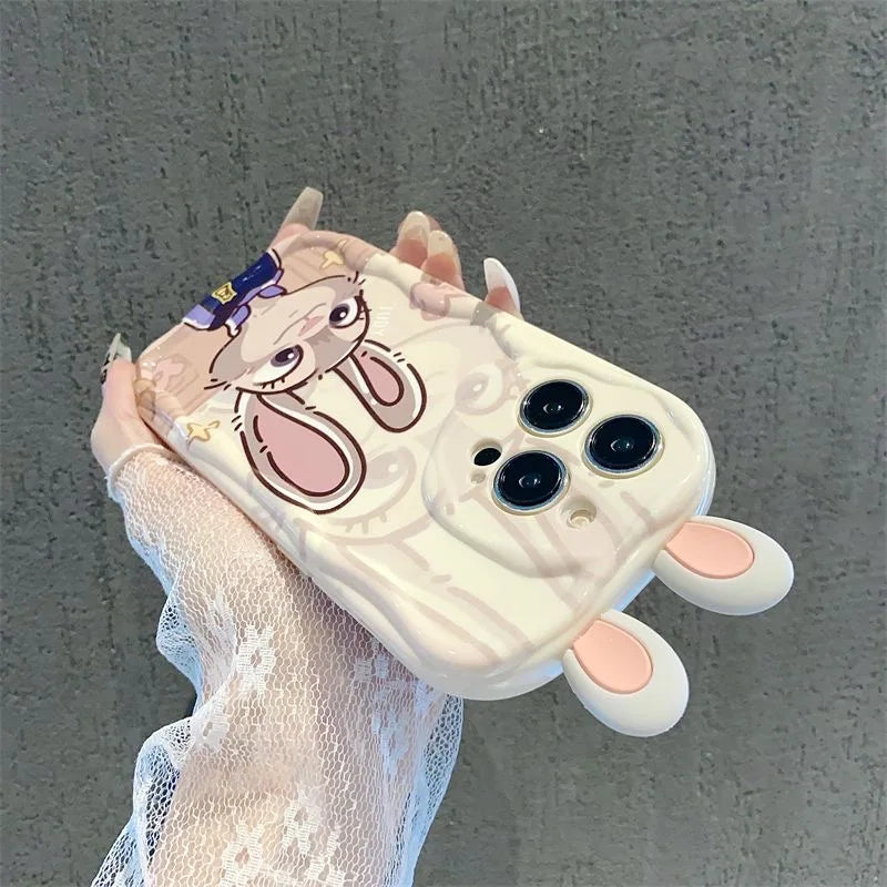 Couple Judy Rabbit Ear Cartoon Wave TPU Soft Phone Case