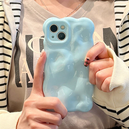 Ins Fashion Macaron Blue Wave Bubbles Phone Case