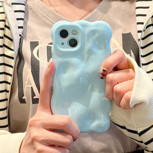 Ins Fashion Macaron Blue Wave Bubbles Phone Case