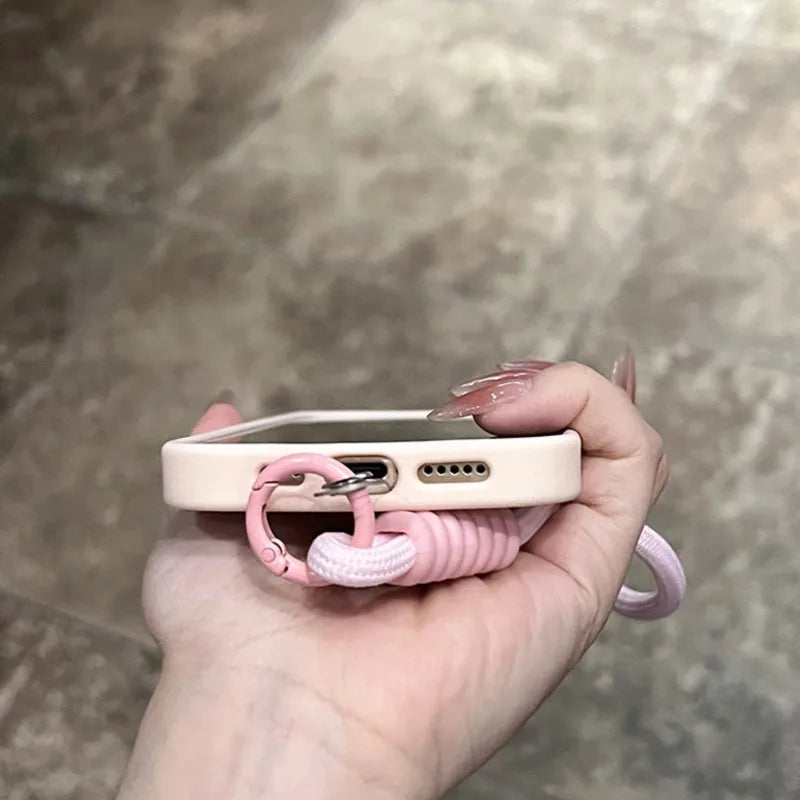 Clear Matte Magnetic Lanyard Wrist Strap Phone Case