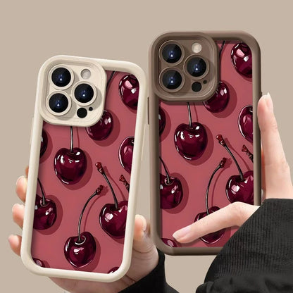 Bright Cherry Pattern Print Shockproof Soft Phone Case
