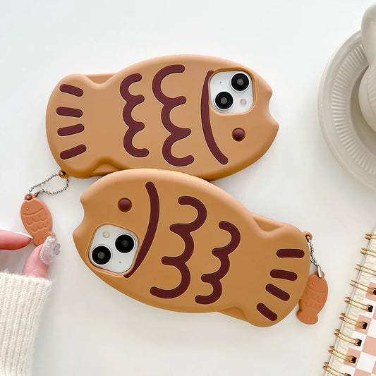 Cute Cartoon Animal 3D Taiyaki Fish Silicone Phone Case