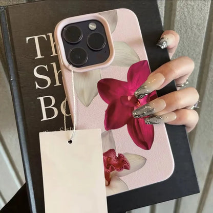 Elegant Red Orchid Flower Design Phone Case