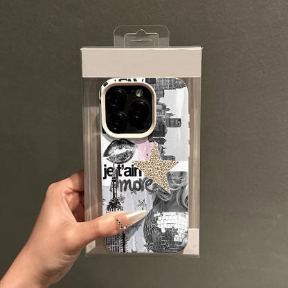 Stylish Phone Case Eiffel Tower Light Ball Lychee Texture Cover