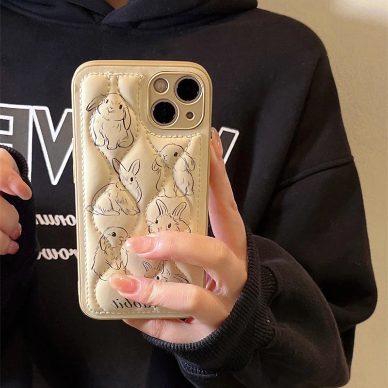 Lovely Rabbit Curve Shockproof Phone Case