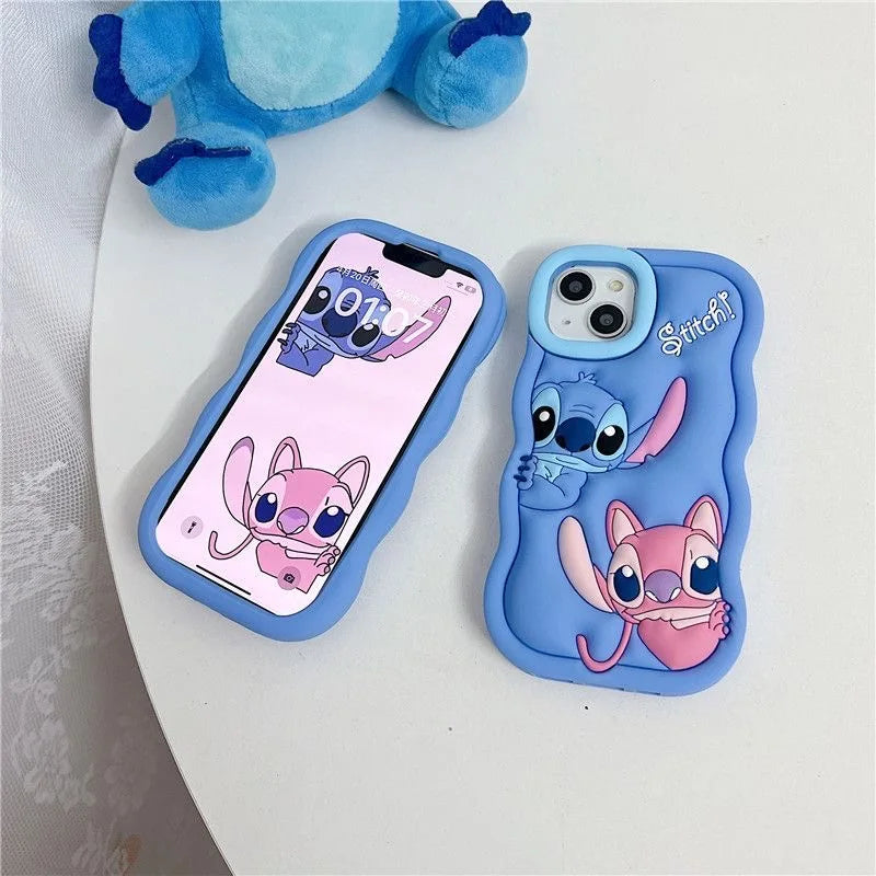 So Cute Stitch Cartoon Silicon Wave Side Soft Phone Case