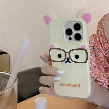 NEW Rilakkuma Bear Wear Glasses Phone Case