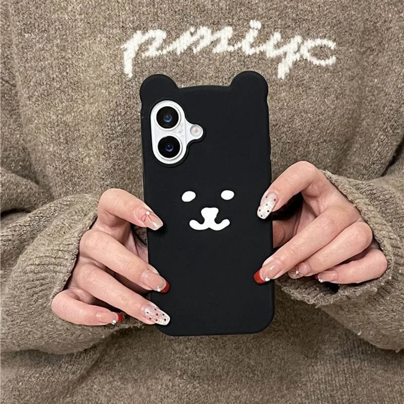 Kawaii Self Mocking Bear Concise Cartoon Soft Silicon Shockproof Phone Case