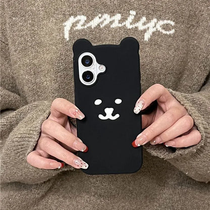 Kawaii Self Mocking Bear Concise Cartoon Soft Silicon Shockproof Phone Case