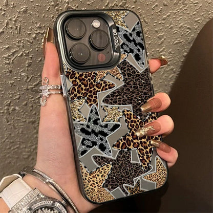 Material Phone Case Black Leopard Print Star Cover