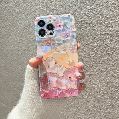 Camellia Flowers Glitter iPhone Case