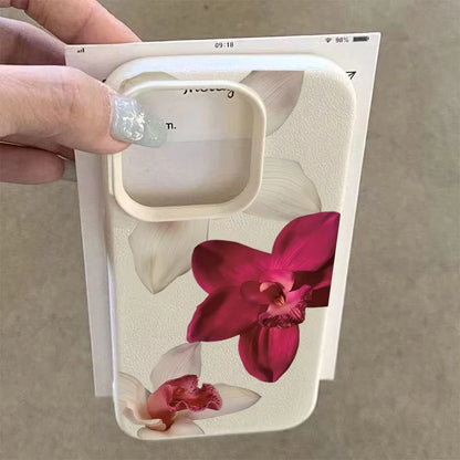 Elegant Red Orchid Flower Design Phone Case