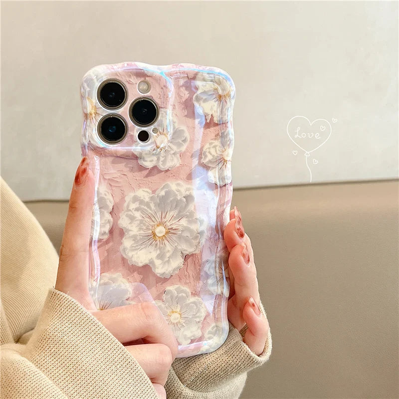 Laser Flowers Glitter Soft Silicone iPhone Case