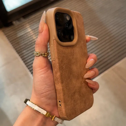 Luxury Matte Soft Leather Desert Gold Phone Case