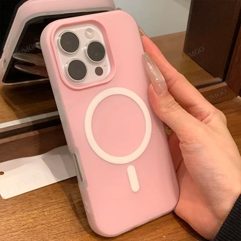 Fashion 2 IN 1 Matte Magnetic Candy Color Phone Case